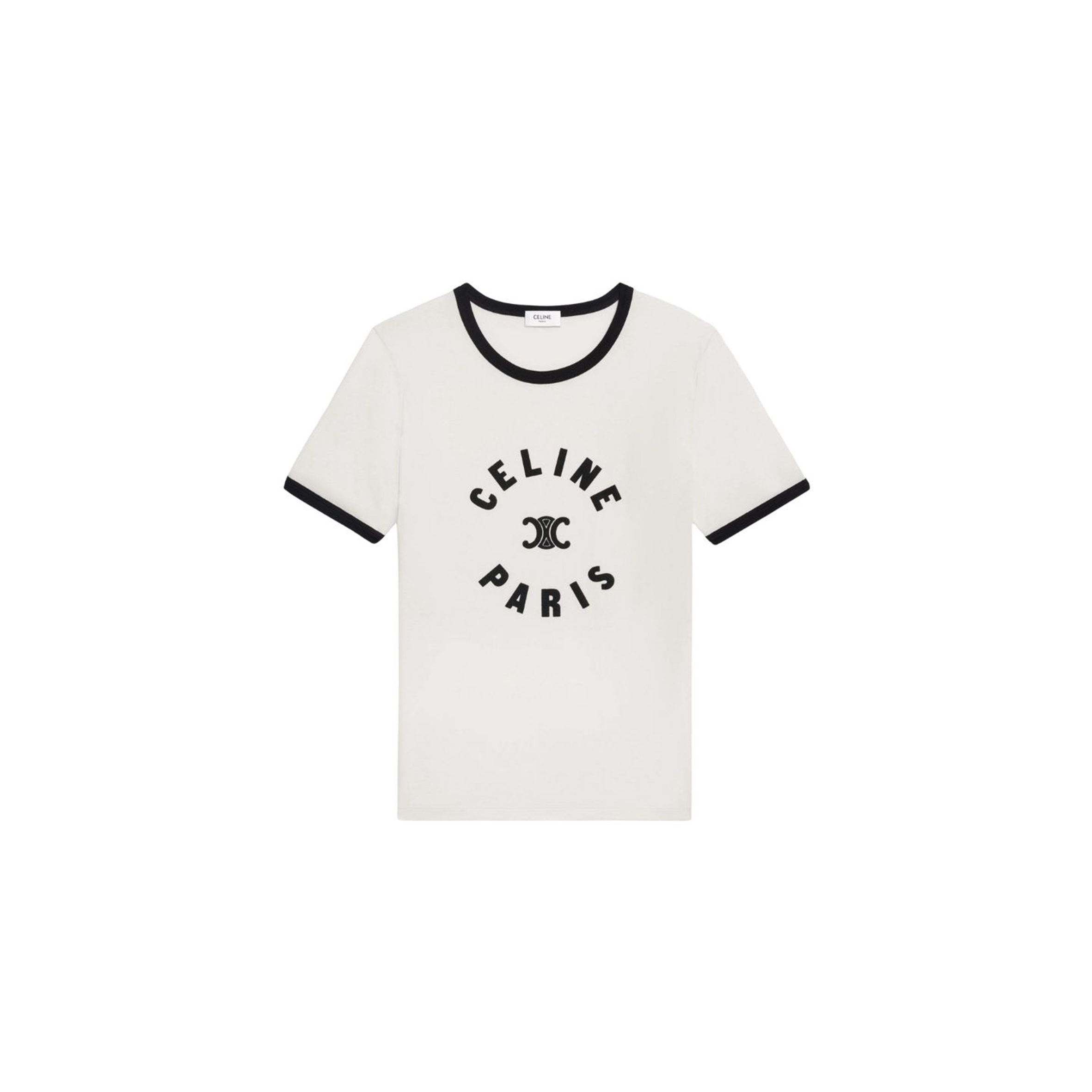 CELINE TRIOMPHE T-SHIRT IN COTTON JERSEY CREAM BLACK 2X14O671Q.01CB